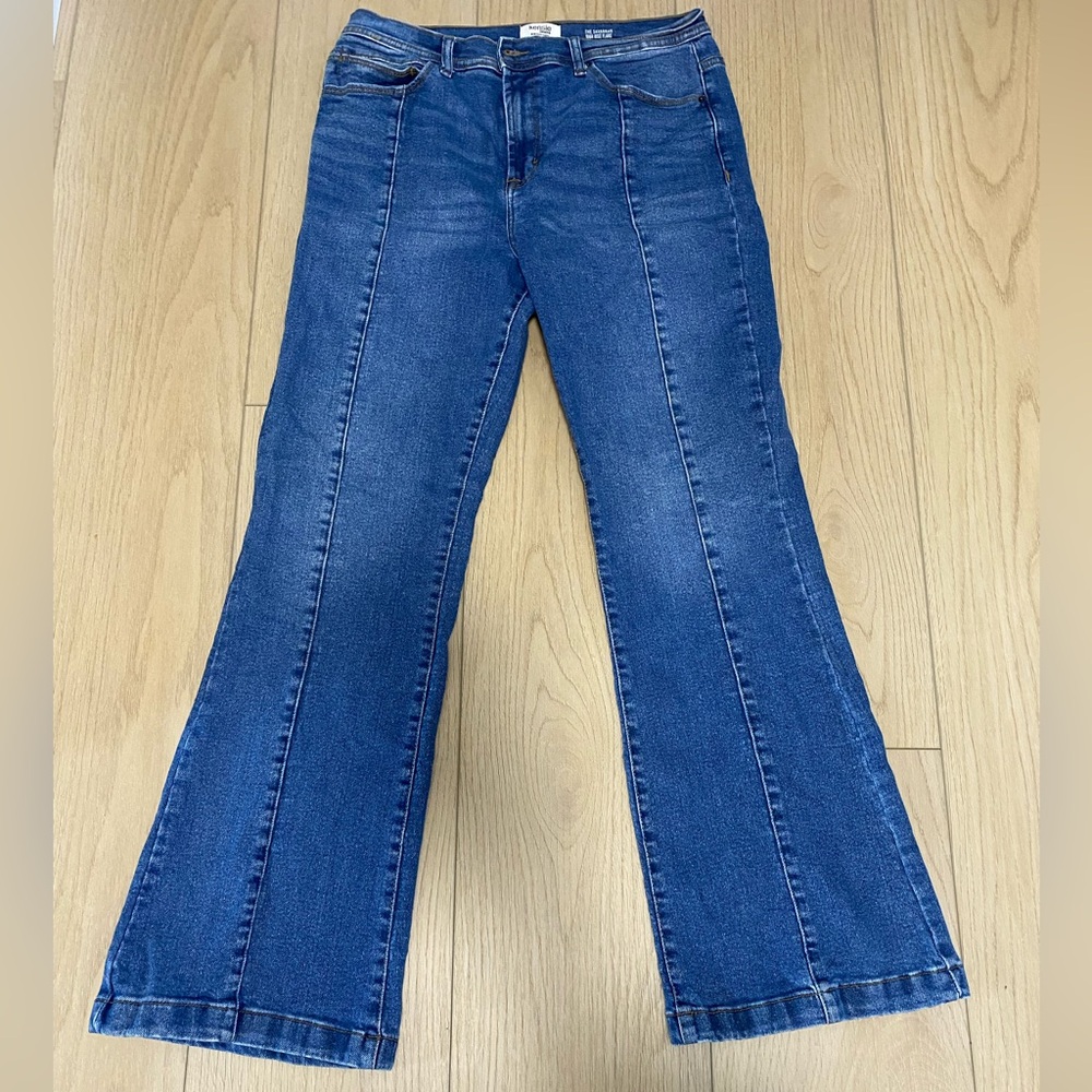 Kensie Dark Blue Flared Wide-Leg Jeans